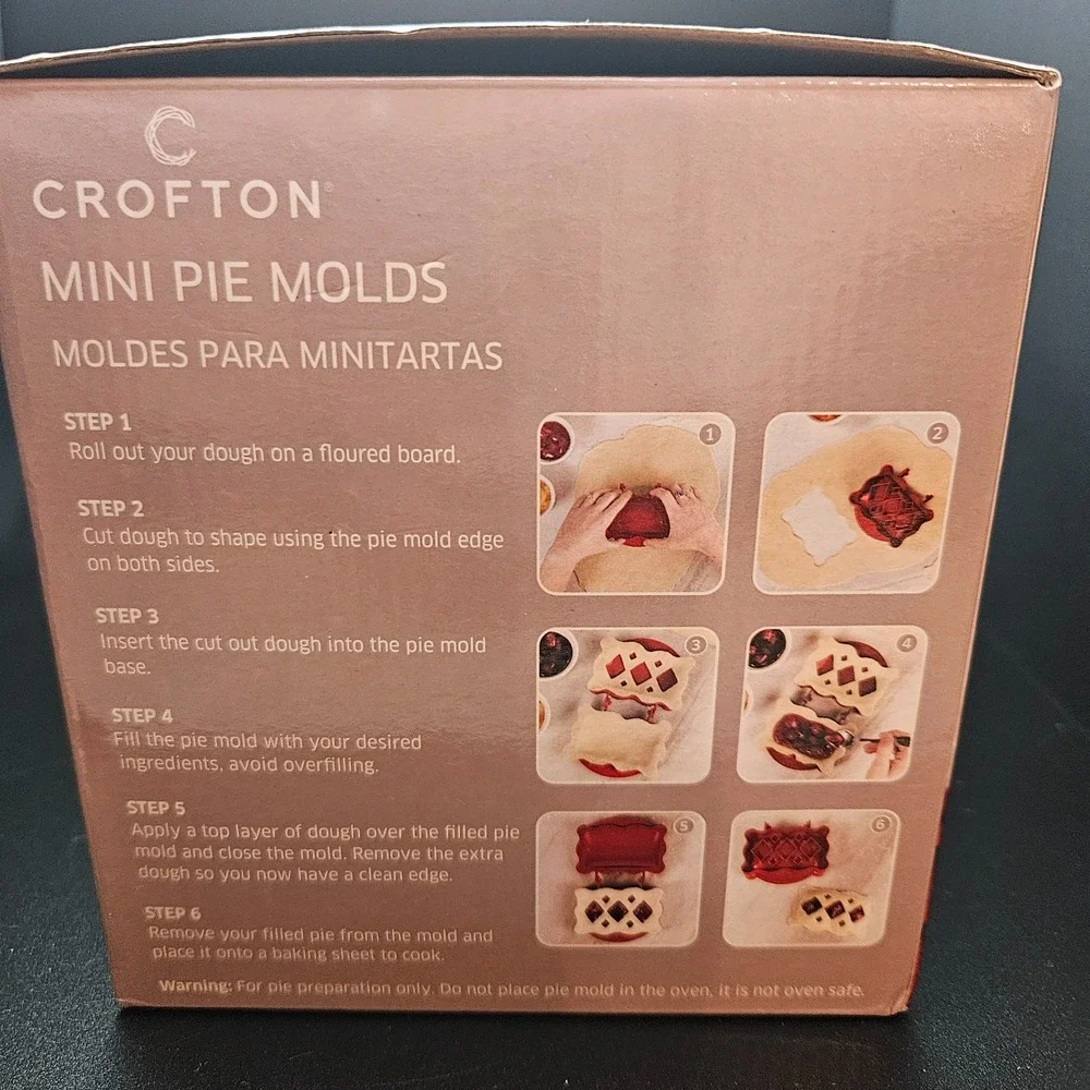 Crofton Mini Pie Molds 3 Piece Set‎ Hand Pie Press Round Rectangle Half Circle